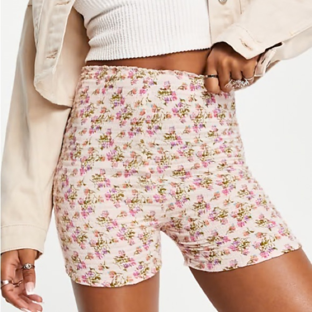 Free People Womens Maia Smocked Shorts Petal Meadow Combo Size Small Coquette